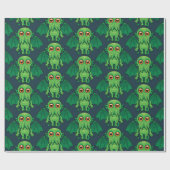 Cute Green Cthulhu Monster Cadeaupapier (Vlak)