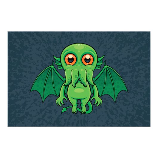 Cute Green Cthulhu Monster Foto Afdruk (Voorkant)