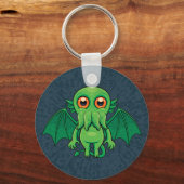 Cute Green Cthulhu Monster Sleutelhanger (Voorkant)