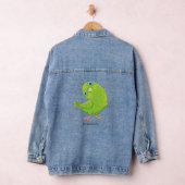 Cute green curious paraket cartoon denim jacket (Hangar)