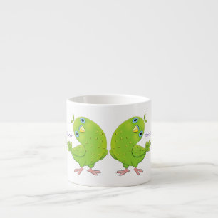 Cute green curious paraket cartoon espresso kop
