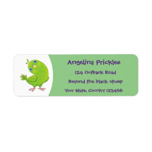 Cute green curious paraket cartoon etiket