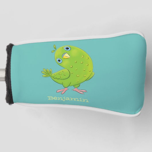 Cute green curious paraket cartoon golfheadcover (Voorkant)