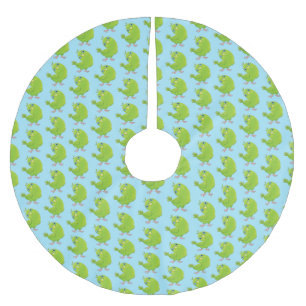 Cute green curious paraket cartoon kerstboom rok