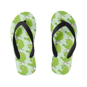 Cute green curious paraket cartoon kinder teenslippers