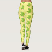 Cute green curious paraket cartoon leggings (Achterkant)