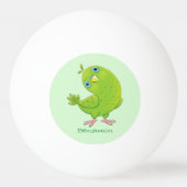 Cute green curious paraket cartoon pingpongballen (Voorkant)