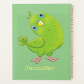 Cute green curious paraket cartoon planner (Achterkant)