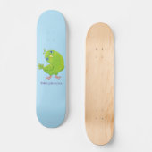 Cute green curious paraket cartoon skateboard (Voorkant)