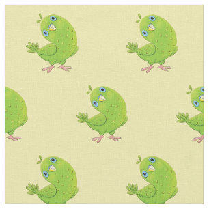 Cute green curious paraket cartoon stof