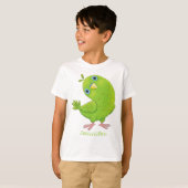 Cute green curious paraket cartoon t-shirt (Voorkant volledig)