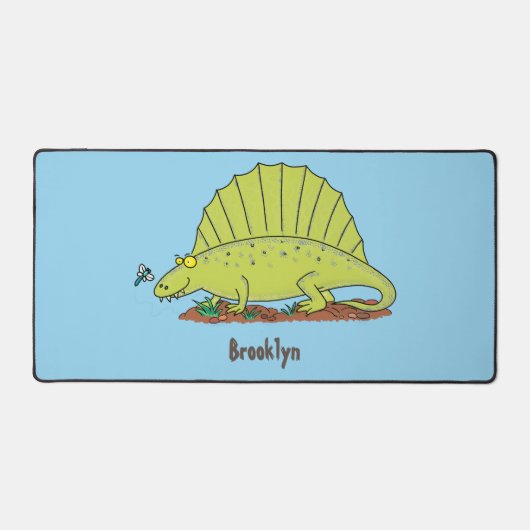 Cute green dimetrodon cartoon illustration bureaumat (Voorkant)