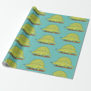 Cute green dimetrodon cartoon illustration cadeaupapier