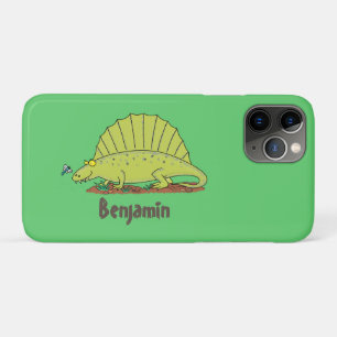 Cute green dimetrodon cartoon illustration iPhone 11 pro hoesje