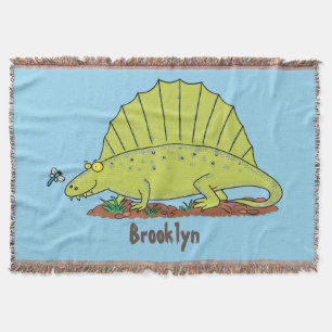 Cute green dimetrodon cartoon illustration deken