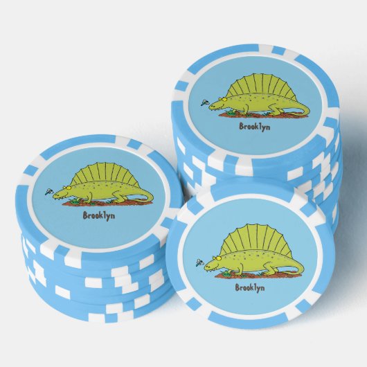 Cute green dimetrodon cartoon illustration poker chips (Opstapeling)