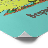 Cute green dimetrodon cartoon illustration poster (Hoek)