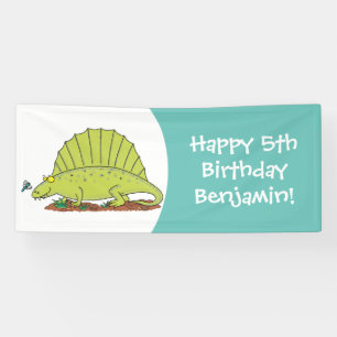 Cute green dimetrodon cartoon illustration spandoek