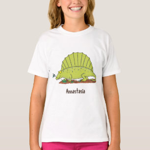 Cute green dimetrodon cartoon illustration t-shirt