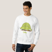 Cute green dimetrodon cartoon illustration trui (Voorkant volledig)