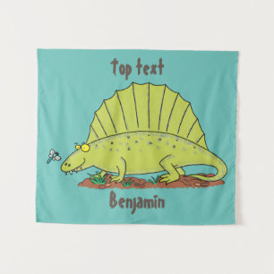 Cute green dimetrodon cartoon illustration wandkleed