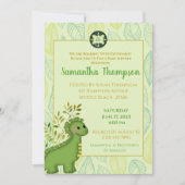 Cute Green Dinosaur Boy Baby shower Invitation (Devant)