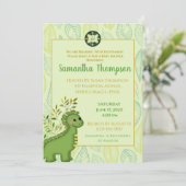 Cute Green Dinosaur Boy Baby shower Invitation (Debout devant)