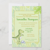 Cute Green Dinosaur Boy Baby shower Invitation (Devant)
