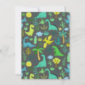 Cute Green Dinosaur Boy Birthday Party Kaart (Achterkant)