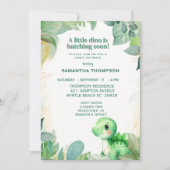 Cute Green Dinosaur Boys Baby shower Invitation (Devant)