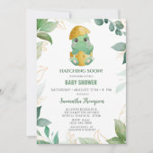 Cute Green Dinosaur Boys Baby shower Invitation (Devant)