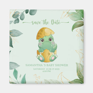 Cute Green Dinosaur Boys Baby shower Magneet