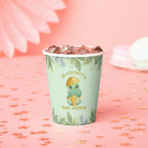 Cute Green Dinosaur Boys Baby shower Papieren Bekers