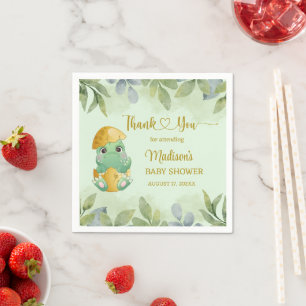 Cute Green Dinosaur Boys Baby shower Servet
