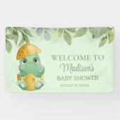 Cute Green Dinosaur Boys Baby shower Spandoek (Horizontaal)