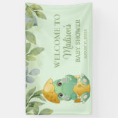 Cute Green Dinosaur Boys Baby shower Spandoek (Verticaal)