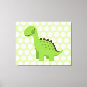 Cute Green Dinosaur Canvas Afdruk