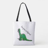 Cute Green Dinosaur Canvas tas (Achterkant)