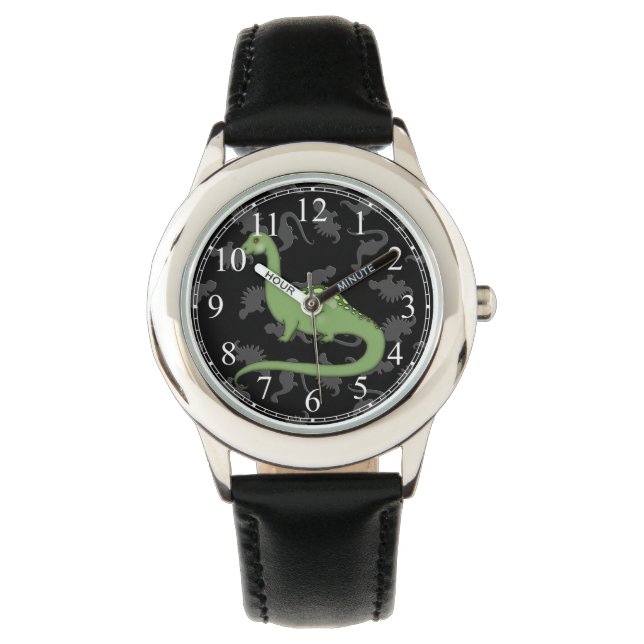 Cute Green Dinosaur Horloge (Voorkant)