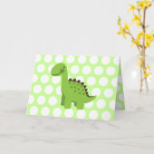 Cute Green Dinosaur Kaart (Gele Bloem)