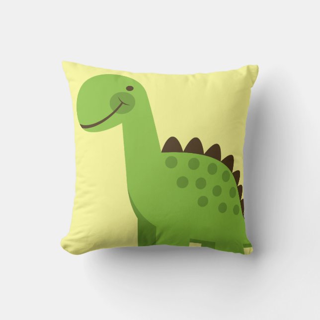 Cute Green Dinosaur Kussen (Voorkant)