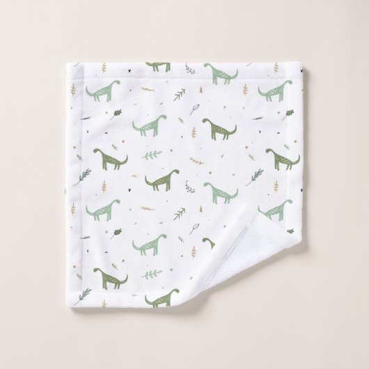 Cute Green Dinosaur Pattern Bad Handdoek (Wasdoekje)