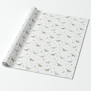 Cute Green Dinosaur Pattern Cadeaupapier