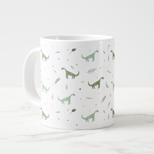 Cute Green Dinosaur Pattern Extra Grote Beker (Voorkant links)