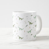 Cute Green Dinosaur Pattern Extra Grote Beker (Voorkant rechts)