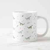 Cute Green Dinosaur Pattern Extra Grote Beker (Rechts)