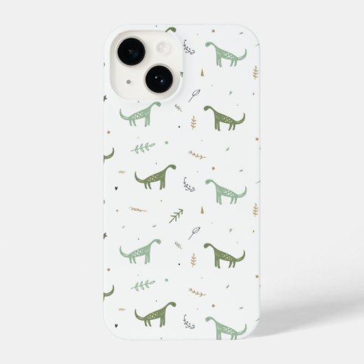 Cute Green Dinosaur Pattern iPhone Hoesje (Achterkant)