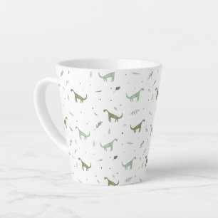 Cute Green Dinosaur Pattern Latte Mok