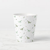 Cute Green Dinosaur Pattern Latte Mok (Voorkant)