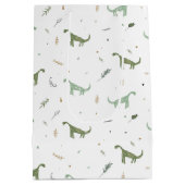 Cute Green Dinosaur Pattern Medium Cadeauzakje (Achterkant)